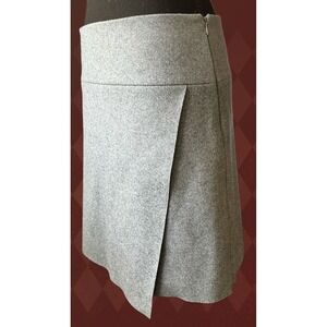 Ann Mashburn Grey Wool Blend Wrap Front Mini Skirt Made in USA Womens Size S
